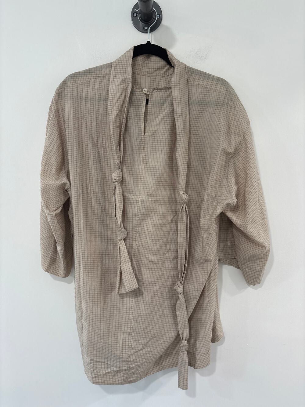 Lemaire Silk Blend Windowpane Print Tan Blouse Size 40(L)